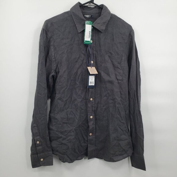 Faherty Laguna Linen Shirt Top Men Size Medium NWT Full Button Up Long Sleeve - Picture 3 of 16